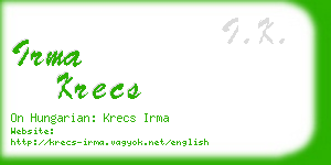 irma krecs business card